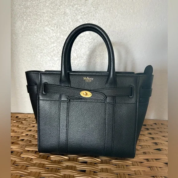 Mulberry Mini Zipped Bayswater - Black Small Classic Grain - Picture 2 of 10